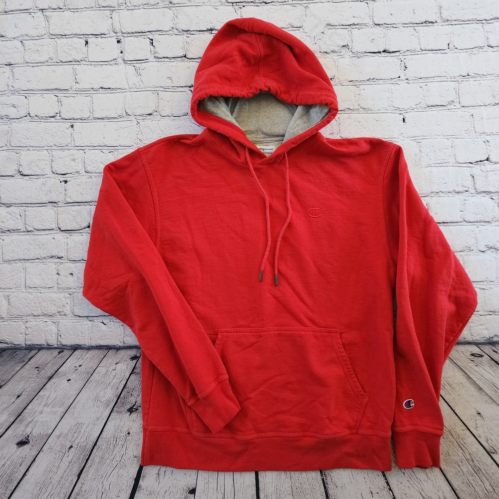 Champion Mens Red Pullover Hoodie Sweatshirt Authentic Athleticwear Medium
